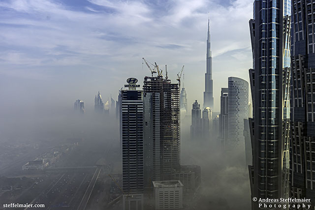 Foggy sunrise in Dubai Andreas Steffelmaier Photography